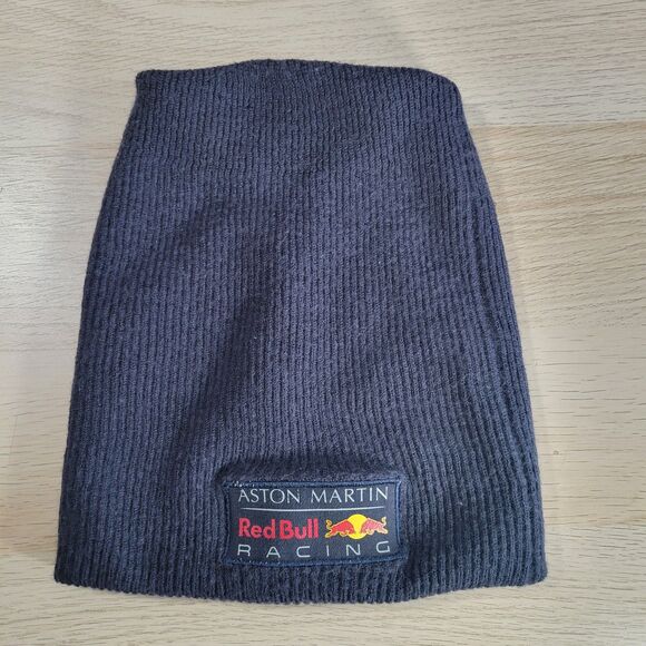 Red Bull Racing Aston Martin Classic Logo Slouchy Beanie Hat Navy Blue Puma - Picture 4 of 6
